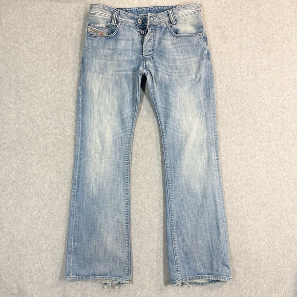 Diesel Koffha Jeans Mens 32x32 Light Wash Bootcut Denim Distressed Thrashed